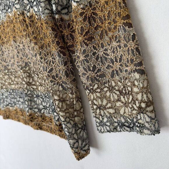 Vtg Chicos Design Top Womens 3 Beige Neutral Earth Tone Daisy Texture Artsy Boho - Picture 12 of 16